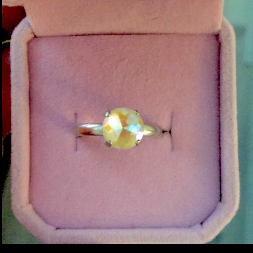 Gorgeous White Aurora Borealis + Silver Crystal Ring